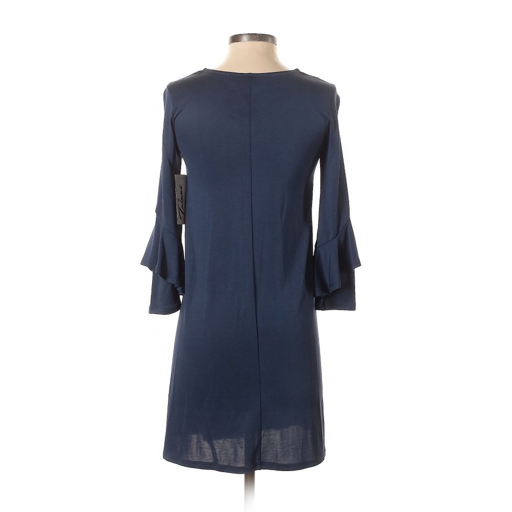 NWT Trixxi Stormy Blue Long Sleeve Criss-Cross A-Line Dress | Size XXS - Picture 4 of 13